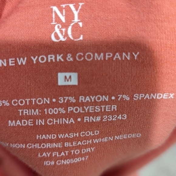 NY & C Salmon Orange Tank with Gathered Front, size medium - Picture 6 of 6